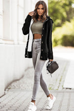 Load image into Gallery viewer, Dark Gray Long Sleeve Button-up Hooded Cardigans - Fashion Queen -  25
