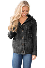 Load image into Gallery viewer, Dark Gray Long Sleeve Button-up Hooded Cardigans - Fashion Queen -  30
