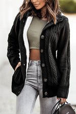 Load image into Gallery viewer, Dark Gray Long Sleeve Button-up Hooded Cardigans - Fashion Queen -  7
