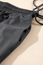 Load image into Gallery viewer, Dark Grey Drawstring Side Crewneck Tee and Loose Pants Set - Fashion Queen -  18
