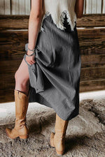 Load image into Gallery viewer, Dark Grey Fully Buttoned Long Denim Skirt - Fashion Queen -  2
