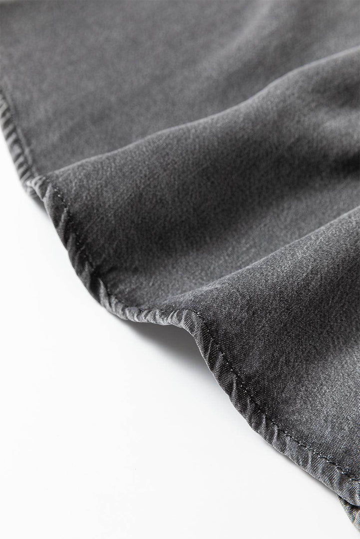 Dark Grey Fully Buttoned Long Denim Skirt - Fashion Queen -  6