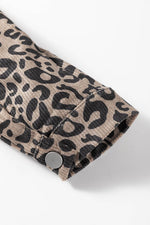 Load image into Gallery viewer, Dark Khaki Leopard Print Corduroy Irregular Hem Buttoned Jacket - Fashion Queen -  13
