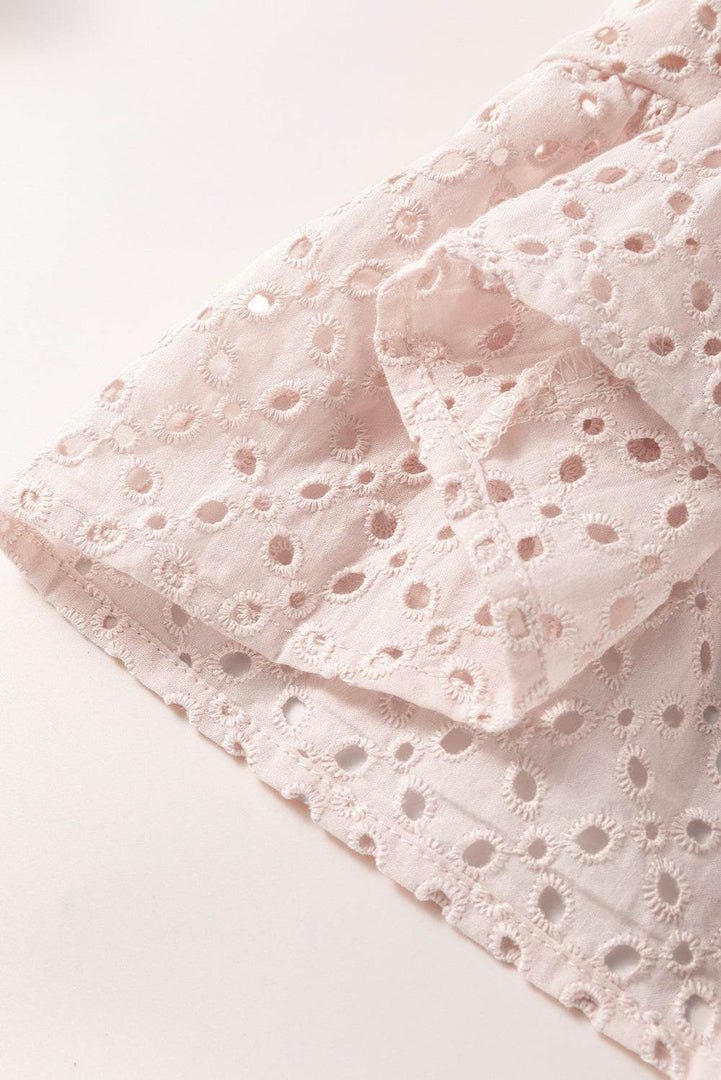 Delicacy Embroidered Eyelets Ruffled Hem Sleeveless Mini Dress - Fashion Queen -  12