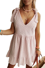 Load image into Gallery viewer, Delicacy Embroidered Eyelets Ruffled Hem Sleeveless Mini Dress - Fashion Queen -  13
