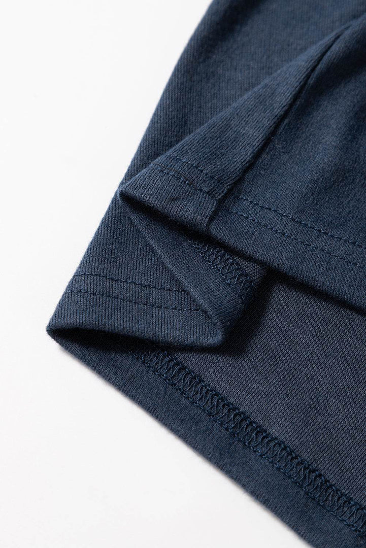 Dirty blue Notch V Neck Pocket Patched Long Sleeve T Shirt - Fashion Queen -  11