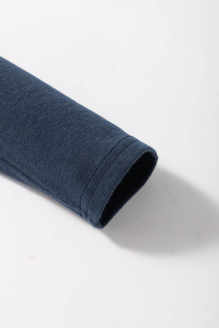 Dirty blue Notch V Neck Pocket Patched Long Sleeve T Shirt - Fashion Queen -  12