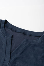 Load image into Gallery viewer, Dirty blue Notch V Neck Pocket Patched Long Sleeve T Shirt - Fashion Queen -  9
