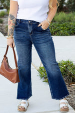 Load image into Gallery viewer, Dirty blue Plus Size High Waist Side Slits Flare Jeans - Fashion Queen -  1
