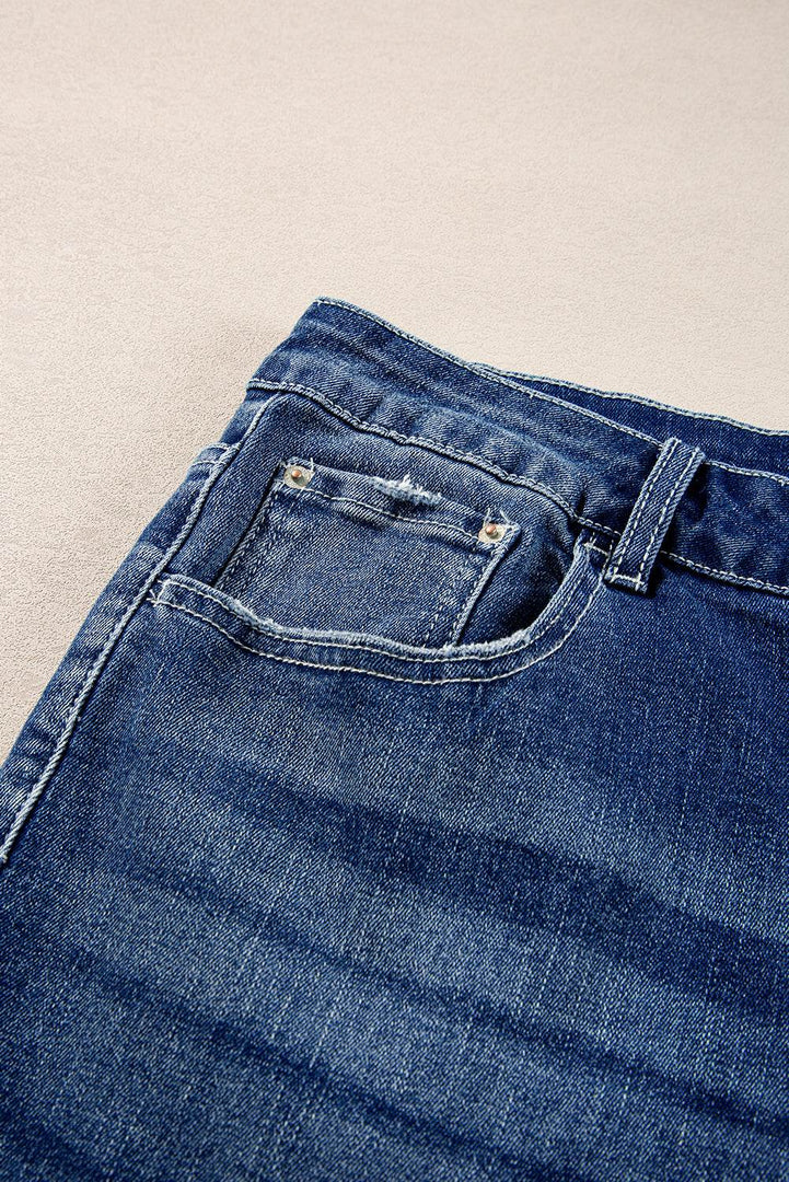Dirty blue Plus Size High Waist Side Slits Flare Jeans - Fashion Queen -  11