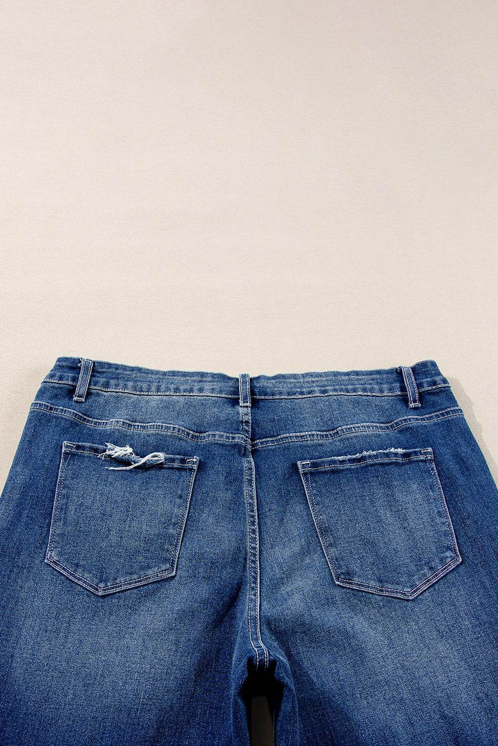 Dirty blue Plus Size High Waist Side Slits Flare Jeans - Fashion Queen -  13