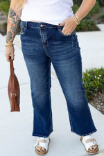 Load image into Gallery viewer, Dirty blue Plus Size High Waist Side Slits Flare Jeans - Fashion Queen -  6
