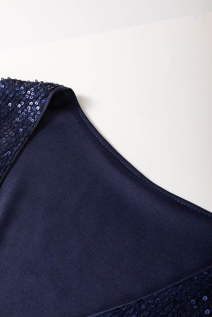 Dirty blue Sequined Deep V Neck Buttoned Tank Top - Fashion Queen -  11