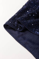 Load image into Gallery viewer, Dirty blue Sequined Deep V Neck Buttoned Tank Top - Fashion Queen -  13
