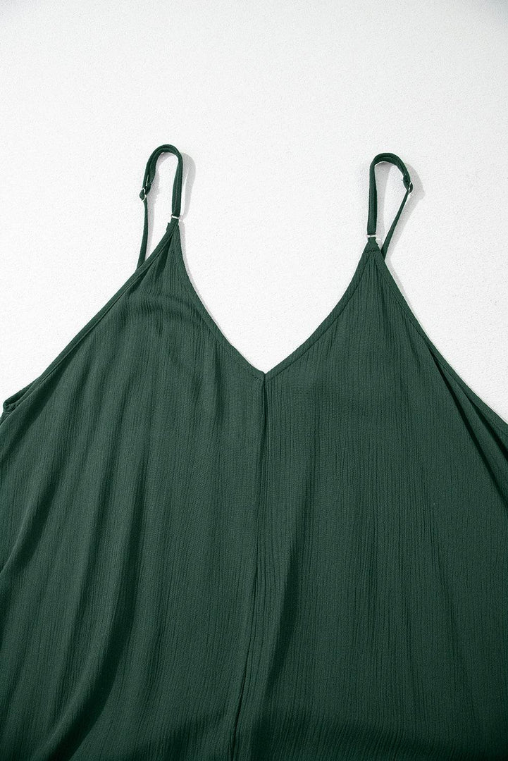 Duffel Green Spaghetti Straps Pocketed Slouchy Maxi Dress - Fashion Queen -  12