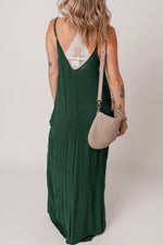 Load image into Gallery viewer, Duffel Green Spaghetti Straps Pocketed Slouchy Maxi Dress - Fashion Queen -  2
