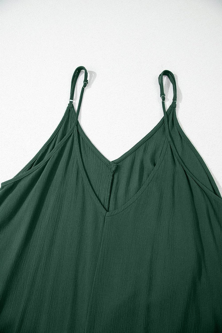 Duffel Green Spaghetti Straps Pocketed Slouchy Maxi Dress - Fashion Queen -  8