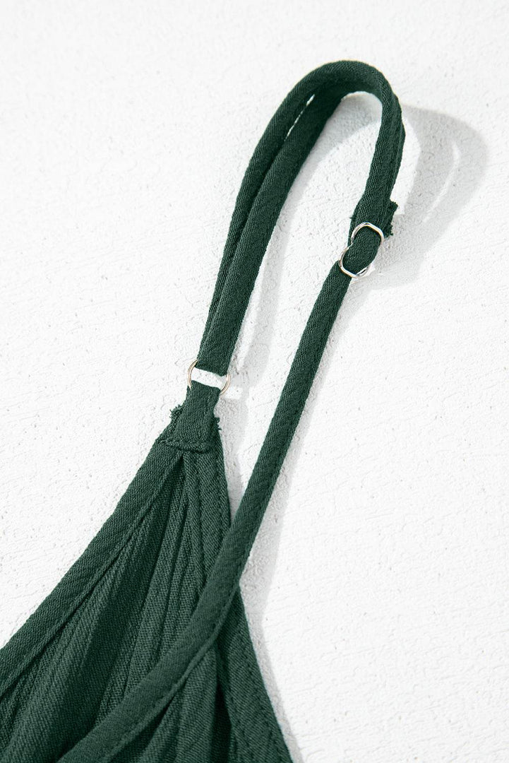 Duffel Green Spaghetti Straps Pocketed Slouchy Maxi Dress - Fashion Queen -  9