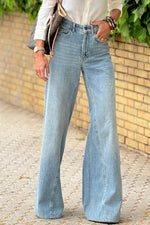 Load image into Gallery viewer, Dusk Blue Acid Wash Extra Wide Leg High Waist Long Jeans - Fashion Queen -  1
