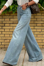 Load image into Gallery viewer, Dusk Blue Acid Wash Extra Wide Leg High Waist Long Jeans - Fashion Queen -  2
