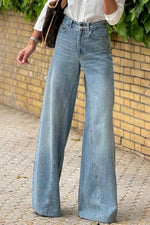 Load image into Gallery viewer, Dusk Blue Acid Wash Extra Wide Leg High Waist Long Jeans - Fashion Queen -  3
