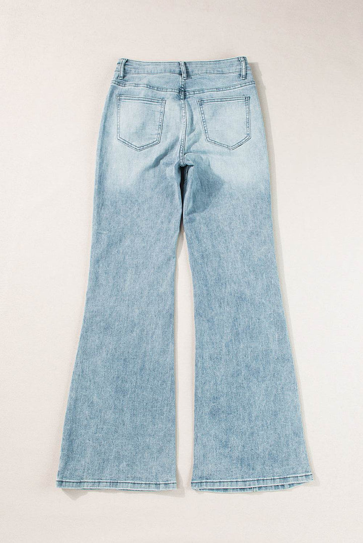 Dusk Blue Acid Wash Extra Wide Leg High Waist Long Jeans - Fashion Queen -  4