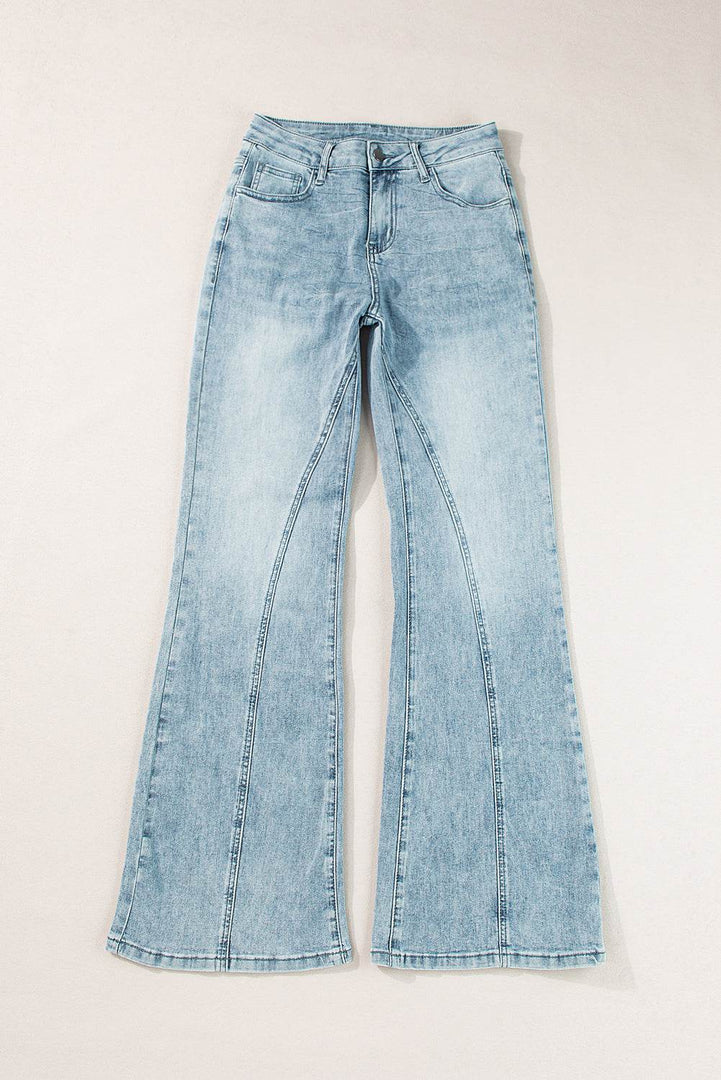 Dusk Blue Acid Wash Extra Wide Leg High Waist Long Jeans - Fashion Queen -  5