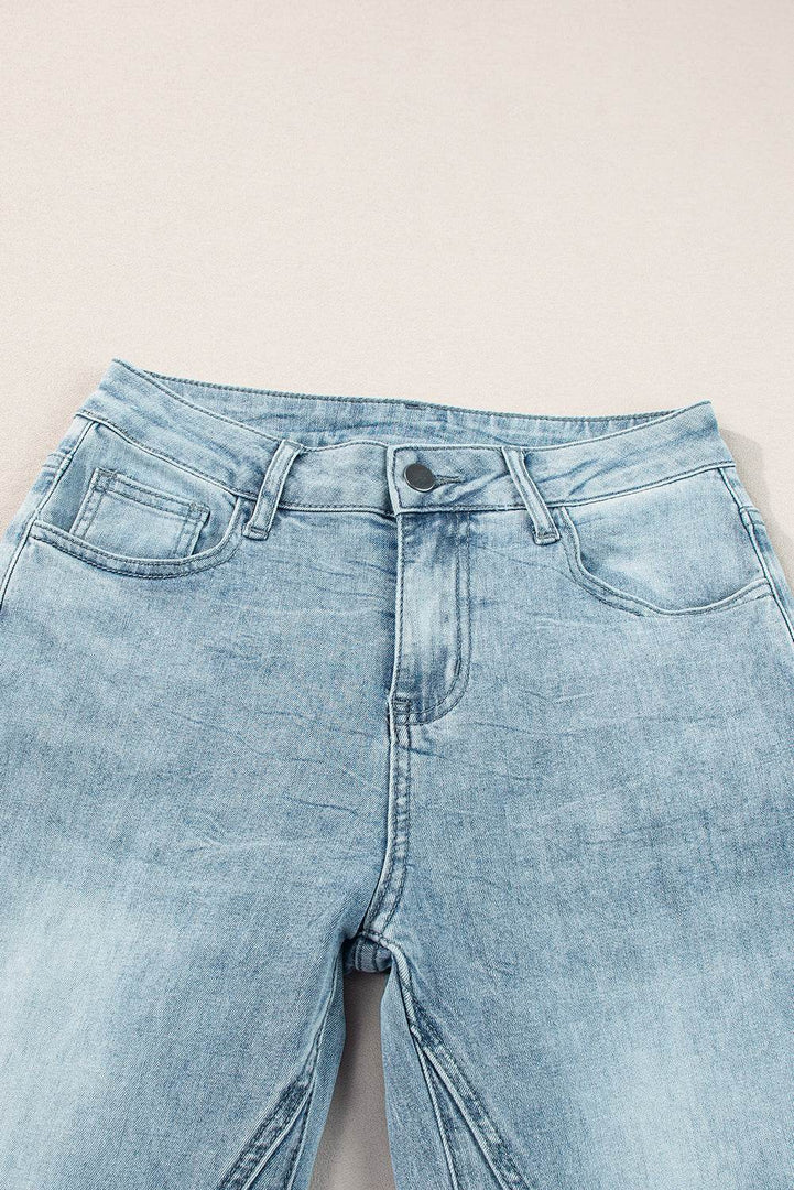 Dusk Blue Acid Wash Extra Wide Leg High Waist Long Jeans - Fashion Queen -  6