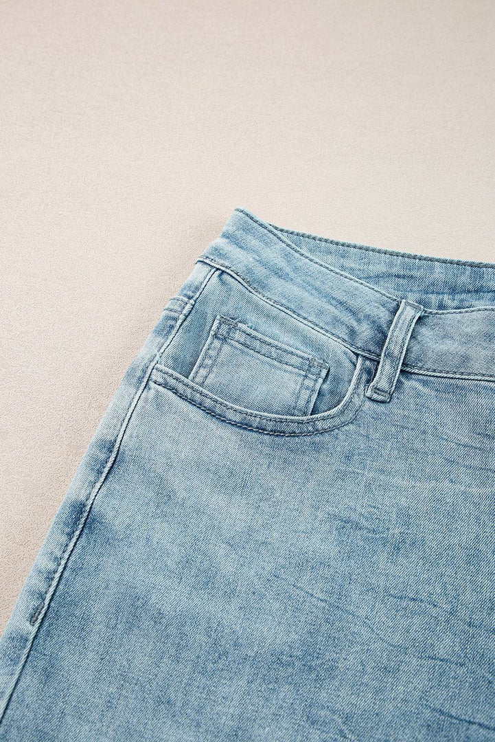 Dusk Blue Acid Wash Extra Wide Leg High Waist Long Jeans - Fashion Queen -  7