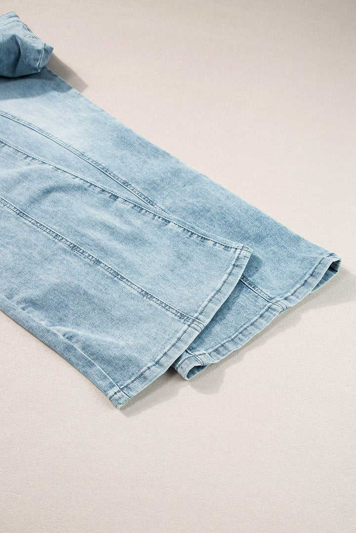 Dusk Blue Acid Wash Extra Wide Leg High Waist Long Jeans - Fashion Queen -  8