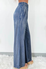 Load image into Gallery viewer, Dusk Blue Acid Wash Wide Leg High Waist Jeans - Fashion Queen -  2
