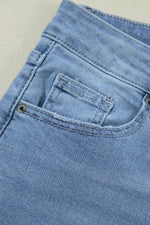 Load image into Gallery viewer, Dusk Blue High Rise Asymmetric Button Zip Fly Ripped Jeans - Fashion Queen -  10
