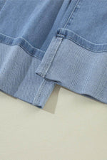 Load image into Gallery viewer, Dusk Blue High Rise Asymmetric Button Zip Fly Ripped Jeans - Fashion Queen -  6

