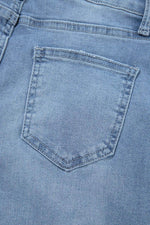 Load image into Gallery viewer, Dusk Blue High Rise Asymmetric Button Zip Fly Ripped Jeans - Fashion Queen -  8
