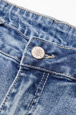 Load image into Gallery viewer, Dusk Blue High Rise Ripped Distressed Hem Flared Jeans - Fashion Queen -  6
