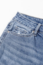 Load image into Gallery viewer, Dusk Blue High Rise Ripped Distressed Hem Flared Jeans - Fashion Queen -  7
