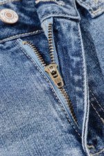 Load image into Gallery viewer, Dusk Blue High Rise Ripped Distressed Hem Flared Jeans - Fashion Queen -  8
