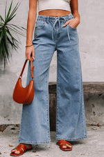 Load image into Gallery viewer, Dusk Blue Medium Wash Super Wide Leg Denim Pants - Fashion Queen -  15
