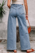 Load image into Gallery viewer, Dusk Blue Medium Wash Super Wide Leg Denim Pants - Fashion Queen -  16
