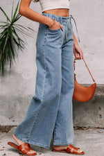 Load image into Gallery viewer, Dusk Blue Medium Wash Super Wide Leg Denim Pants - Fashion Queen -  17
