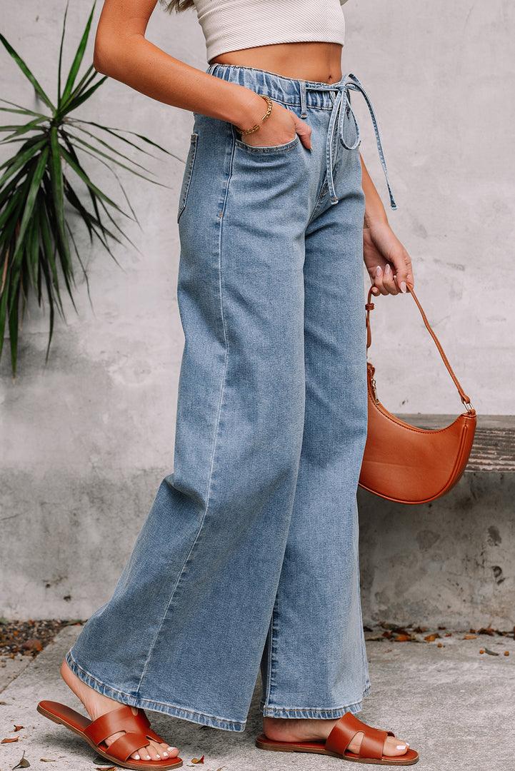 Dusk Blue Medium Wash Super Wide Leg Denim Pants - Fashion Queen -  17