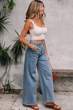 Load image into Gallery viewer, Dusk Blue Medium Wash Super Wide Leg Denim Pants - Fashion Queen -  19
