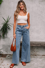 Load image into Gallery viewer, Dusk Blue Medium Wash Super Wide Leg Denim Pants - Fashion Queen -  20

