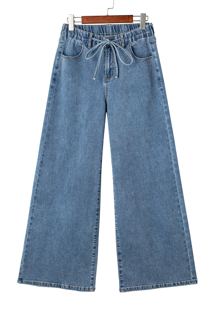 Dusk Blue Medium Wash Super Wide Leg Denim Pants - Fashion Queen -  22