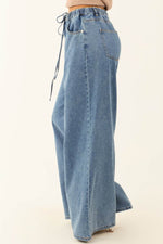 Load image into Gallery viewer, Dusk Blue Medium Wash Super Wide Leg Denim Pants - Fashion Queen -  3

