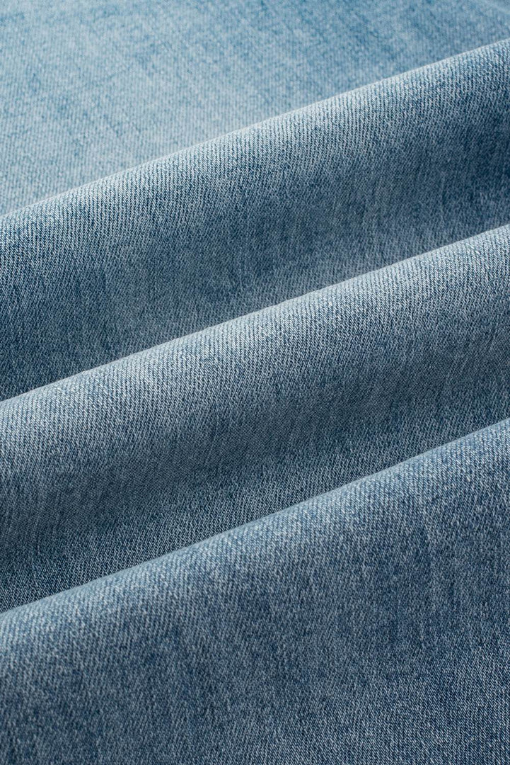 Dusk Blue Multi Buttons Medium Wash Straight Loose Leg Jeans - Fashion Queen -  10