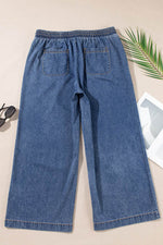 Load image into Gallery viewer, Dusk Blue Plus Size Drawstring High Waist Straight Leg Jeans - Fashion Queen -  10
