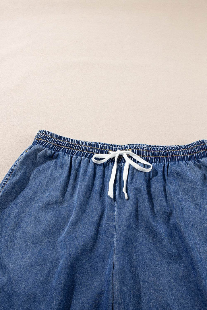 Dusk Blue Plus Size Drawstring High Waist Straight Leg Jeans - Fashion Queen -  13