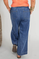 Load image into Gallery viewer, Dusk Blue Plus Size Drawstring High Waist Straight Leg Jeans - Fashion Queen -  8
