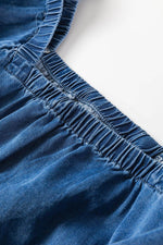 Load image into Gallery viewer, Dusk Blue Square Neck Side Pockets Loose Fit Denim Mini Dress - Fashion Queen -  21
